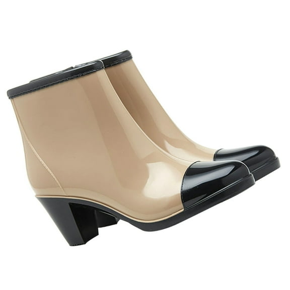LOLIPPYY Women's 1 Pair Block Heel Rain Shoes with Anti-Skid Sole, Comfortable and Stylish Footwear