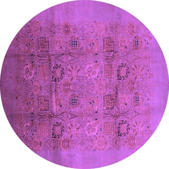 Ahgly Company Indoor Round Oriental Purple Industrial Area Rugs, 3' Round