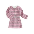 thumbnail image 1 of Faithtur Girls Skirt Outfits Solid Color Ribbed Tops Plaid Button Coat and Mini Skirt Set 3 Piece Autumn Clothes for Party, 1 of 9
