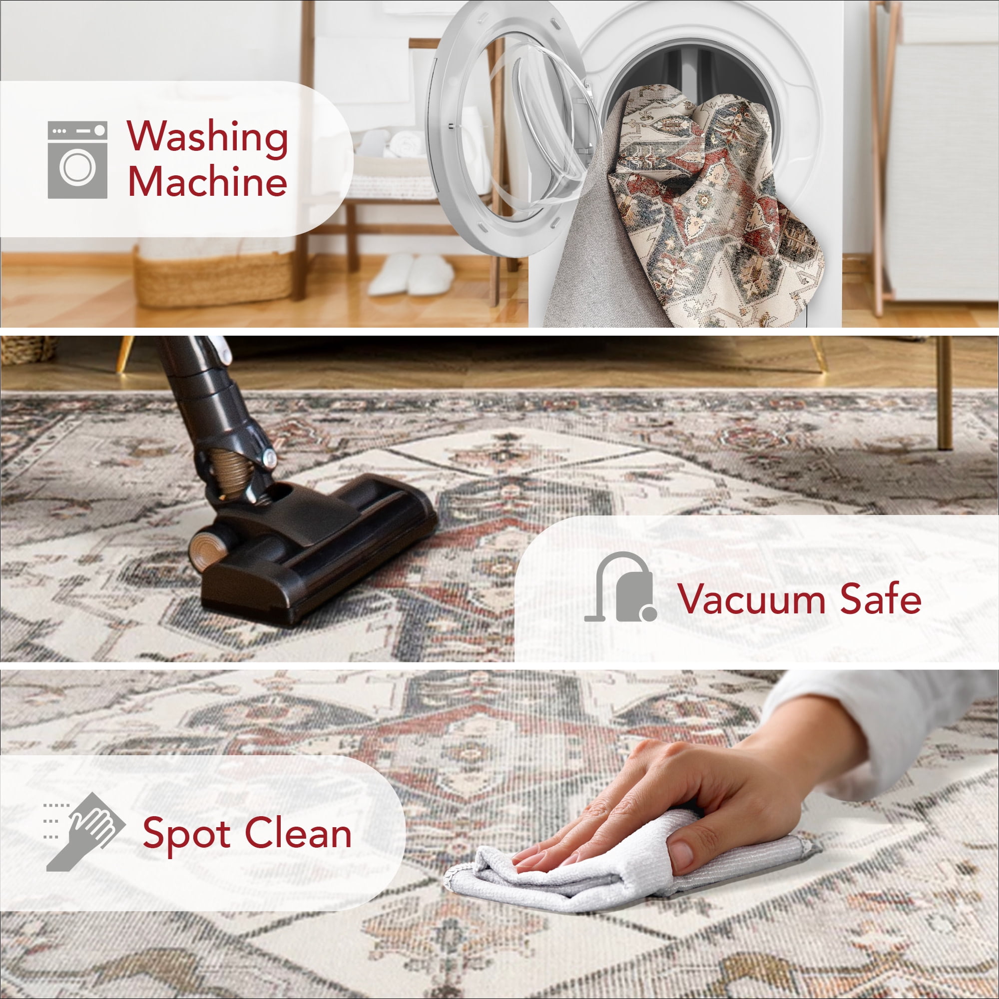 nuLOOM Mali SpinClean Machine Washable Traditional Medallion Area Rug, 2' 6" x 10', Runner, Mali Beige