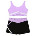 thumbnail image 3 of Manyakai Kids Girls 2 Piece Active Dancewear Outfit Crop Top and Shorts Set for Gymnastics Dancing Light Purple 12, 3 of 7