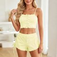 thumbnail image 7 of Wlynlyn Women's 2 Piece Set Crop Camisole Going out Tops Side Drawstring Shorts Casual Lounge Sleepwear Outfit(Yellow,X-Large), 7 of 7