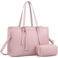 thumbnail image 1 of Bolsa para portátil LOVEVOOK para mujer de 15.6 pulgadas, piel sintética, rosa, 1 of 9