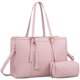 thumbnail image 1 of Bolsa para portátil LOVEVOOK para mujer de 15.6 pulgadas, piel sintética, rosa, 1 of 9