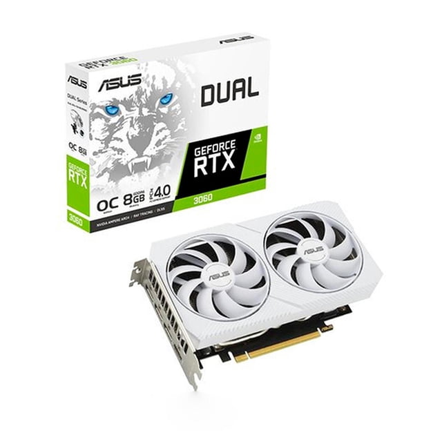 Tarjeta de Video ASUS Dual GeForce RTX 3060 White OC Edition 8GB GDDR6 DUAL-RTX3060-O8G-WHITE Asus RTX3060 DUAL OC 8GB GDDR6 DUAL-RTX3060-O8G-WHITE HDMI Display Port