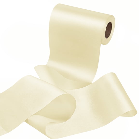 THEGLY Ivory Satin Ribbon 6 Inch 25 Yards, Wide Fabric Ribbon for Grand Opening, Bows, Sewing & Decor,Gift Wrapping