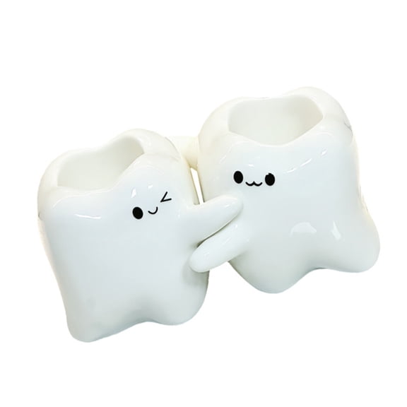 Ceramic Tooth Toothbrush Holder Tooth Accessory for Bathroom Countertop