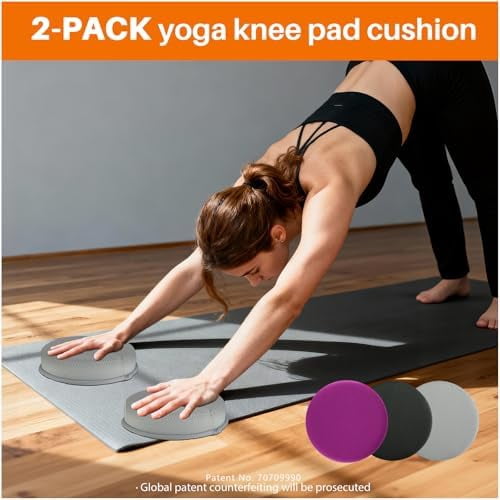Yoga Knee Pad, 1.57 Inch Thick, Memory Foam and EPE Foam, Waterproof and Non-Slip, for Knees Elbows Wrist Hands Head Yoga Pilates Work Out Kneeling Pad, Exercise Mat 2