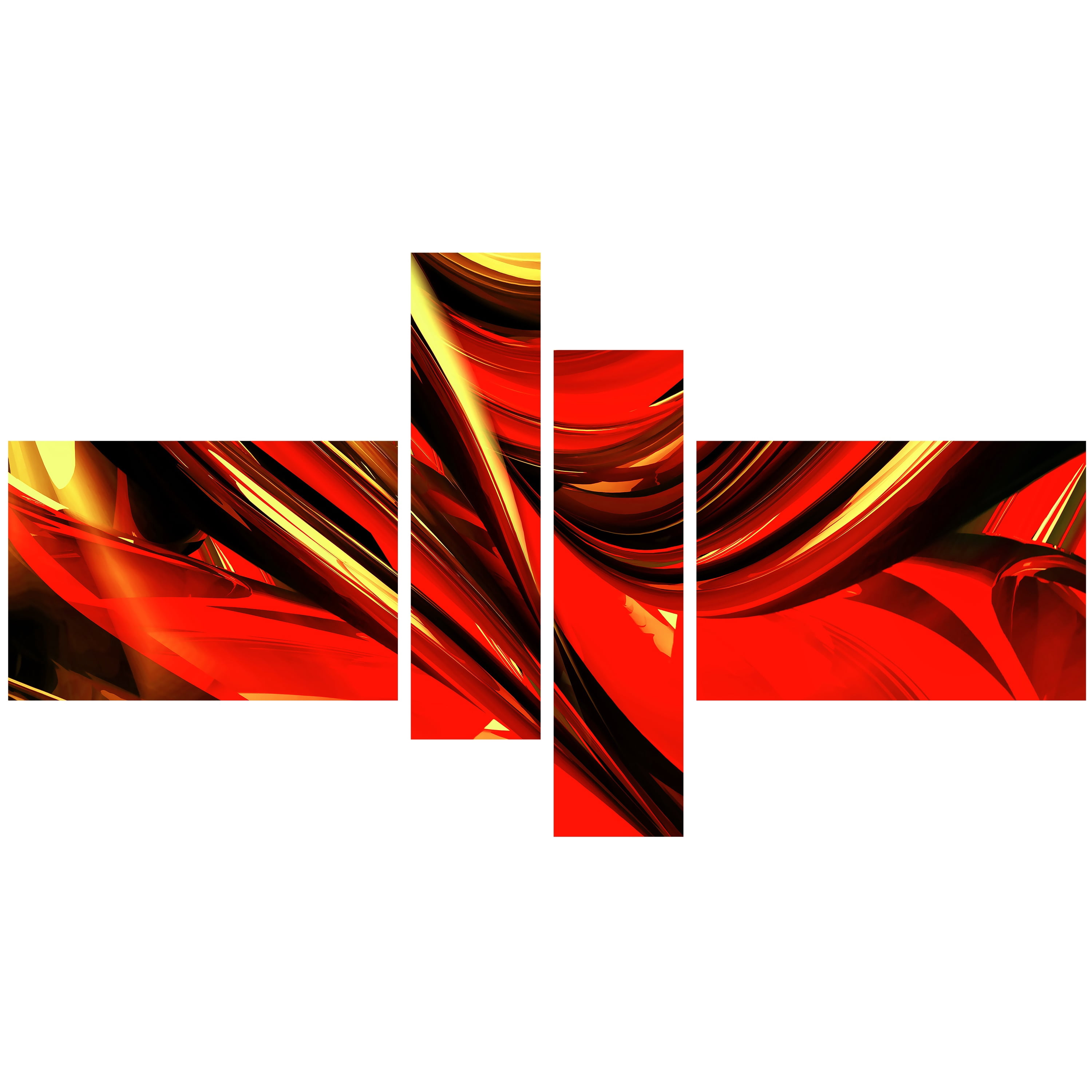 Design Art Fire Lines Red Abstract Digital Canvas Art, 4 Panels, 60" x 32"