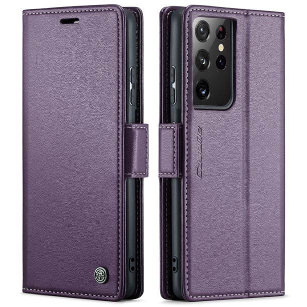 For Samsung Galaxy S23 S22 S21 S20 Ultra S21 FE S10 Plus Note 10 Plus Note 20 Ultra Case With Card Holder,Wallet Case For Women Men With RFID Blocking, Durable Faux Leather Kickstand Shockproof Case