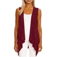 thumbnail image 7 of Lightweight Cardigans for Women Open Front Summer Casual Draped Jacket Vest Plus Size Sleeveless Blouses (XL, Red), 7 of 7