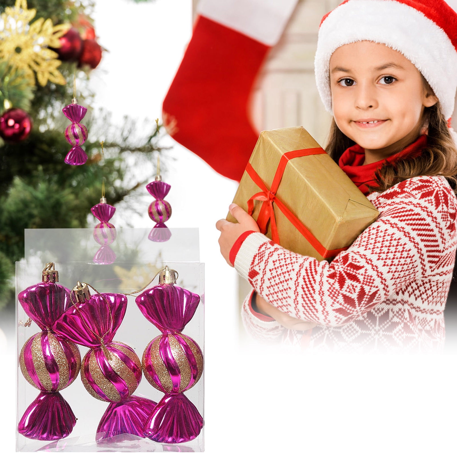 SHareconn 86pcs Boules De Noël Boules Ornements, Boules Décoratives En Plastique Incassables Pour Décorations D'Arbre De Noël, Décoration De Fête De Mariage, Ornements Festifs, Rouge Et Vert, Blanc