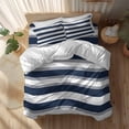 thumbnail image 2 of Navy Blue Duvet Cover Set Twin Size and Grey Stripe Abstract Geometric Striped Soft Lightweight Comforter Covers 4 Piece Bedding Set with 1 Duvet Cover 1 Bed Sheet & 2 Pillow Shams, 2 of 8