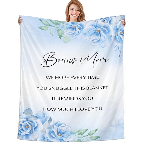 XZYG Gift for Stepmom Bonus Mom Throw Blankets Best Bonus Mom Ever Gifts Stepmom Birthday Gifts Bonus Mom Birthday Gifts Ideas Mother Stepmother Gifts Throw Blanket(60*80inch)
