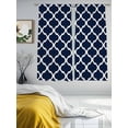 thumbnail image 3 of Navy Blue Morocco Pattern Sheer Curtains 63 Inch Length 2 Panels Set for Living Room/Bedroom, White Moroccan Geometric Art Curtain Sheers Drapes Rod Pocket Curtains Window Treatment Set 52''x63''x2, 3 of 7