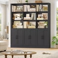 thumbnail image 4 of Homfa 70″ Tall Bookshelf and Bookcase with Cabinets, 63'' Wide Triple Row Display Shelves, 15 Cubes 5-Tiers Large Bookcase for Living Room Home Office, Black, 4 of 7