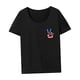 thumbnail image 4 of Camiseta para mujer Ropa de verano Camisa con cuello redondo para ir de compras Caminar Uso diario Negro, 4 of 7