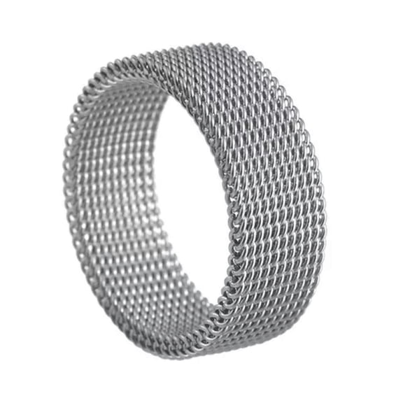 GKNET Women Men Stainless Steel Mesh Flexible Unisex Fashion Ring Titanium Ring 8MM➳-silver-10