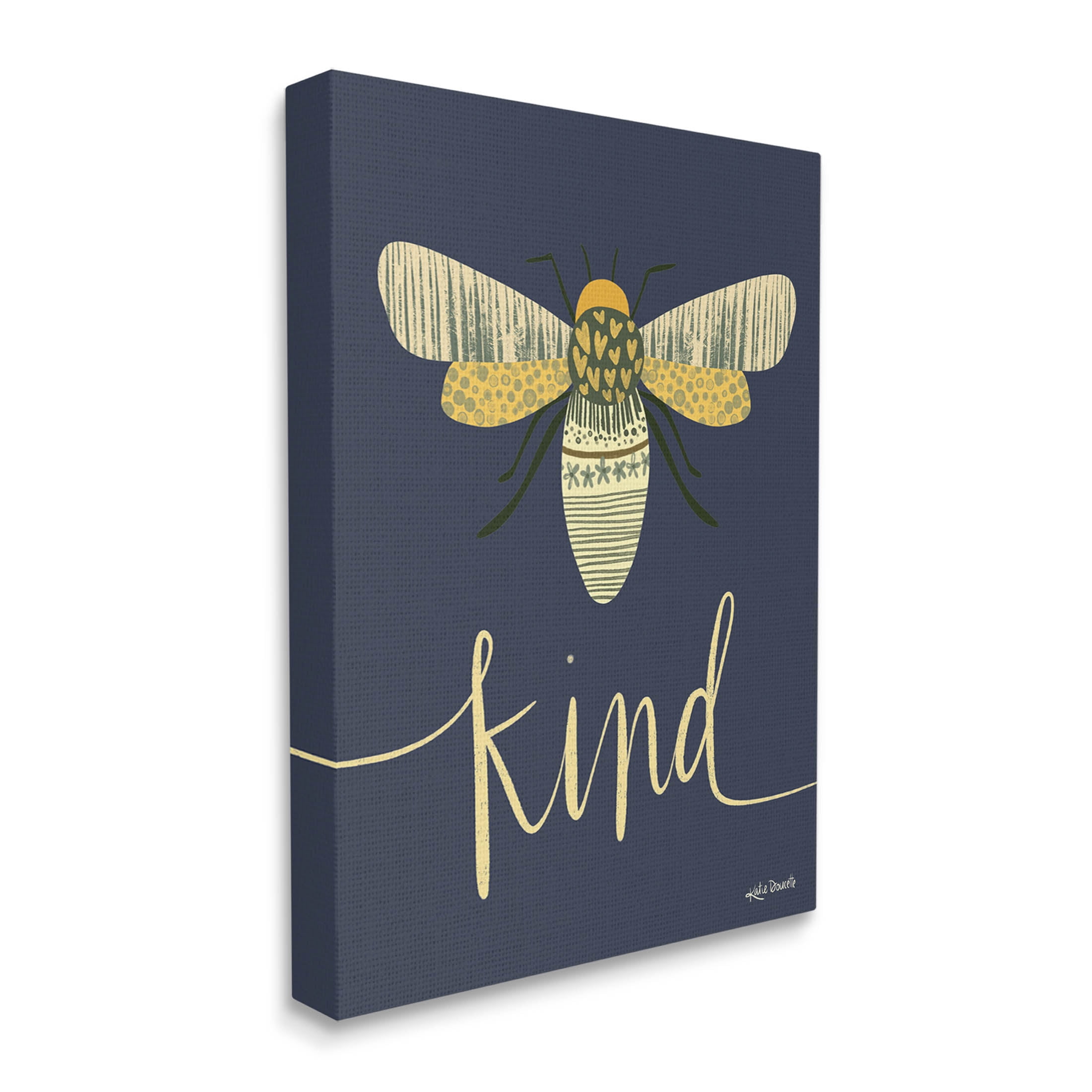 Stupell Industries Patterned Insect Bug Kind Calligraphy Graphic Art Gallery Wrapped Canvas Print Wall Art, Design by Katie Doucette