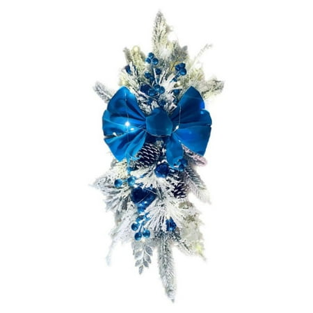 

Naiyafly Christmas Artificial Wreath Decoration Stairs Hanging Ornament Garland with LED Fairy Light Wall Front Door Pendant Home Decor