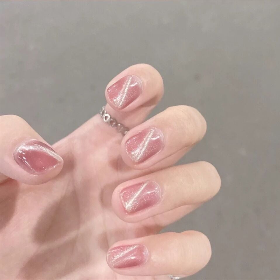 Fofosbeauty Short Square Fake Nails, Press-on, Cateye Pink Shining -  Walmart.com