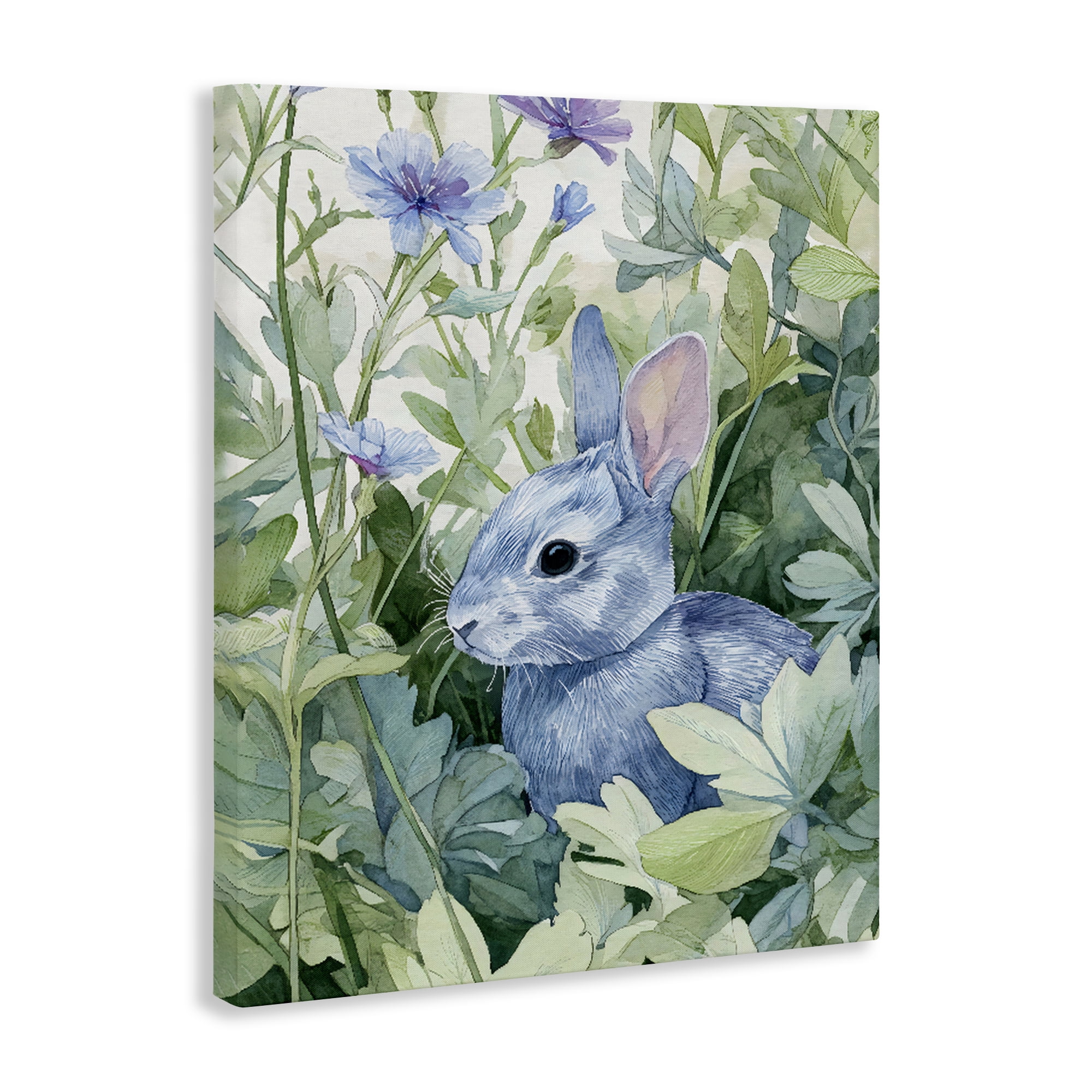 Stupell Industries Blue Bunny Among Leaves Canvas Wall Art, design by Franklyn Gregory