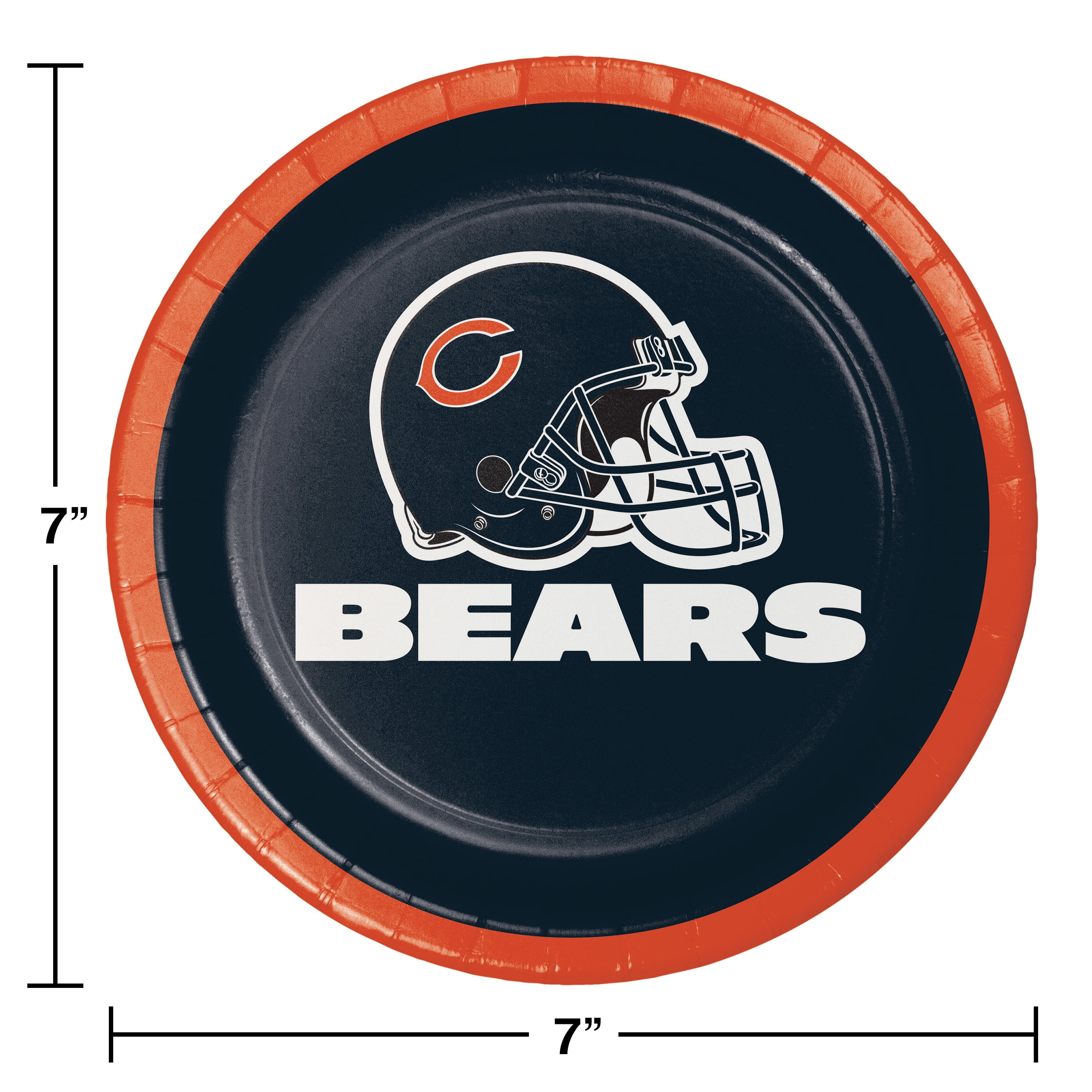 Chicago Bears Round Paper Dessert Plates 24 Count for 24 Guests