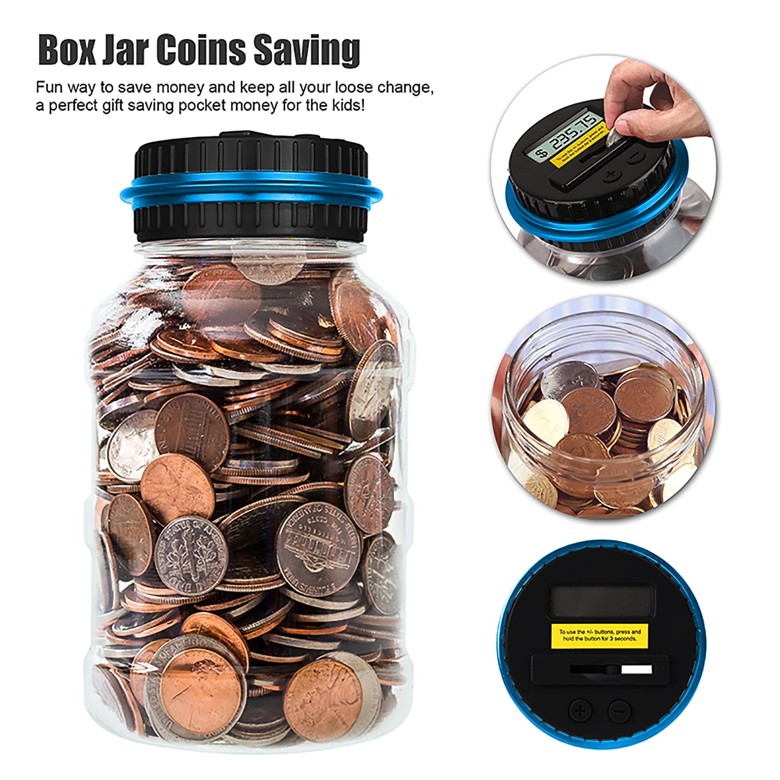 Coin Counting Piggy Bank Saving LCD Counter Money Jar Digital Change Box Gifts L 