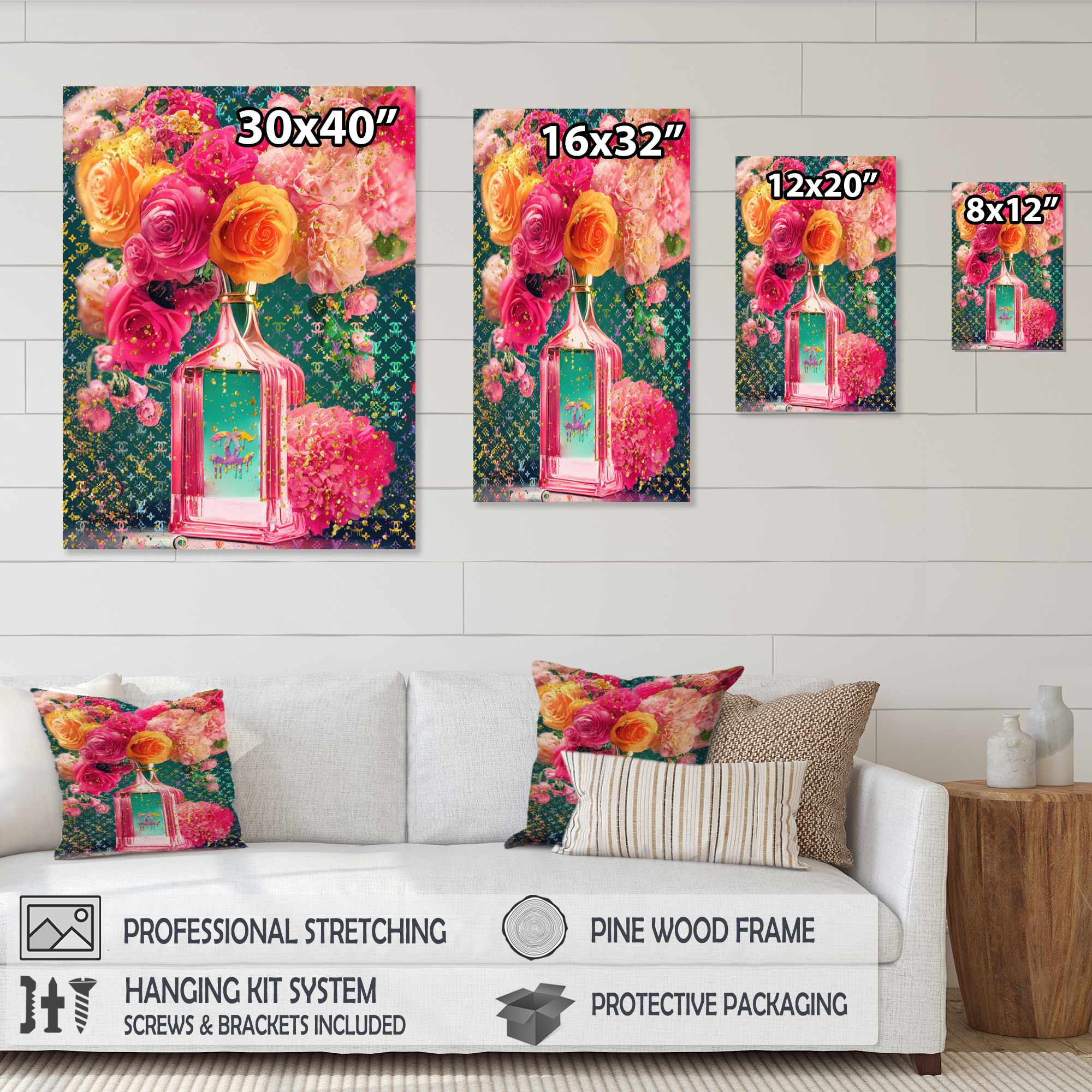 Designart High Fashion Perfume Bottle Vase With Flowers II Canvas Wall Art