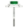 thumbnail image 3 of 2.62 ctw with Simulated Diamond Halo Accents Anniversary Ring for Women | Emerald Cut Simulated Emerald | Hyperallergenic Solid 18K White Gold, 3 of 5