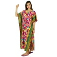 thumbnail image 3 of Bimba Womens Cotton Kaftan Long Maxi Pannel Printed Caftan Smocked Waist Night Wear Coverup Dress, 3 of 7