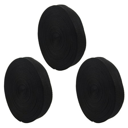 

3Pcs 25mmx20M Roll Nylon Tape Strap for Webbing Bag Strapping Belt Making DIY Craft - Black