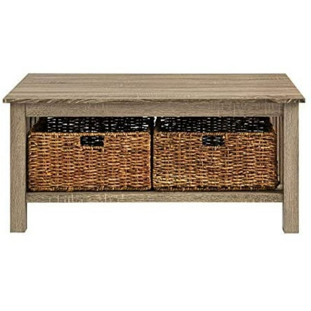 Walker Edison Mission Table Basse de Stockage avec des Paniers - Bois Flotté