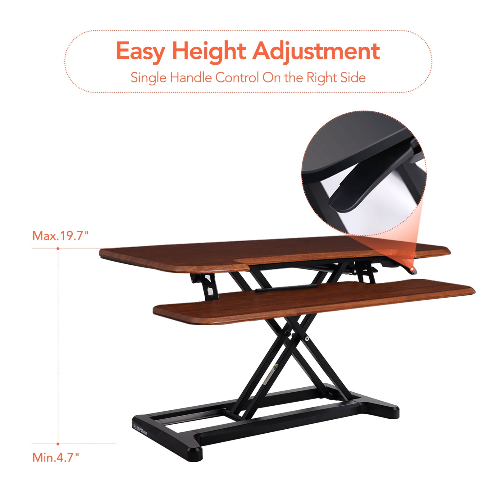 FLEXISPOT Home Office Height Adjustable Standing Desk Converter Mahogany 28" U-Shape with Keyboard Tray