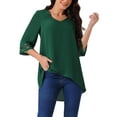 thumbnail image 1 of BLUSA MESH DE MANGA 3/4 CON ESCOTE EN V Y MANGAS DE CAMPANA INSPIRE CHIC, TALLA M, VERDE, CON HEMISFERIO ASIMÉTRICO E IRREGULAR, BLUSA CASUAL, 1 of 5