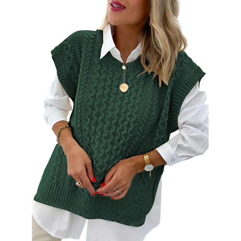 Women's Checked Sweater Vest – SAGE/ECRU – CSC