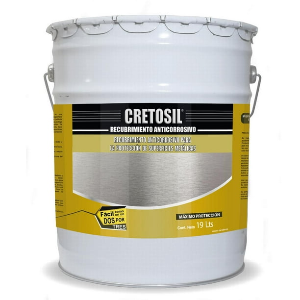 CRETOSIL Recubrimiento Anticorrosivo Máxima Protección (Para Fierro, Metales, etc.) Acabado Cristal. (19 L)