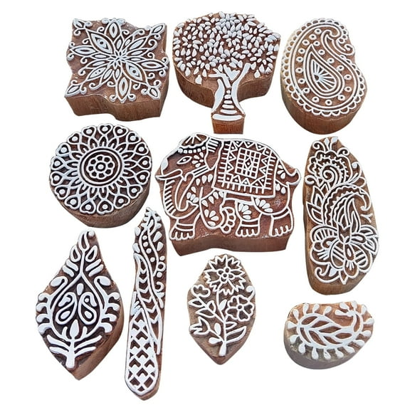 Royal Kraft Assorted Wooden Block Printing Stamps (Set of 10) Bulk01_10C