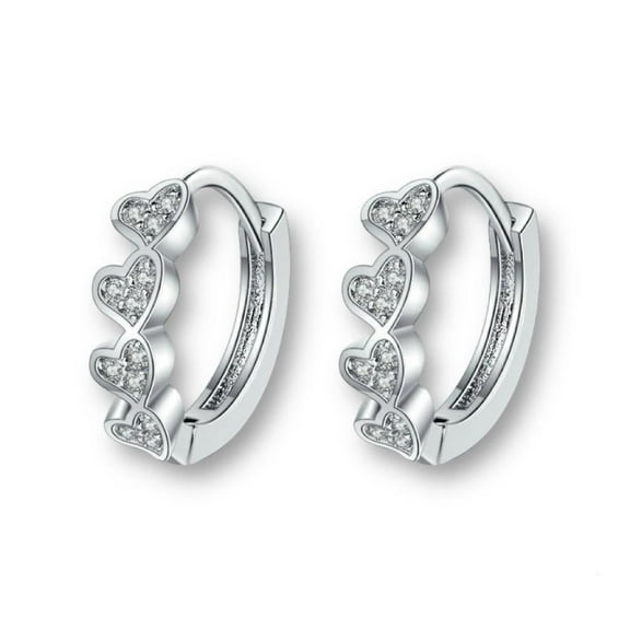 13mm CZ Love Heart Hoop Earrings for Women