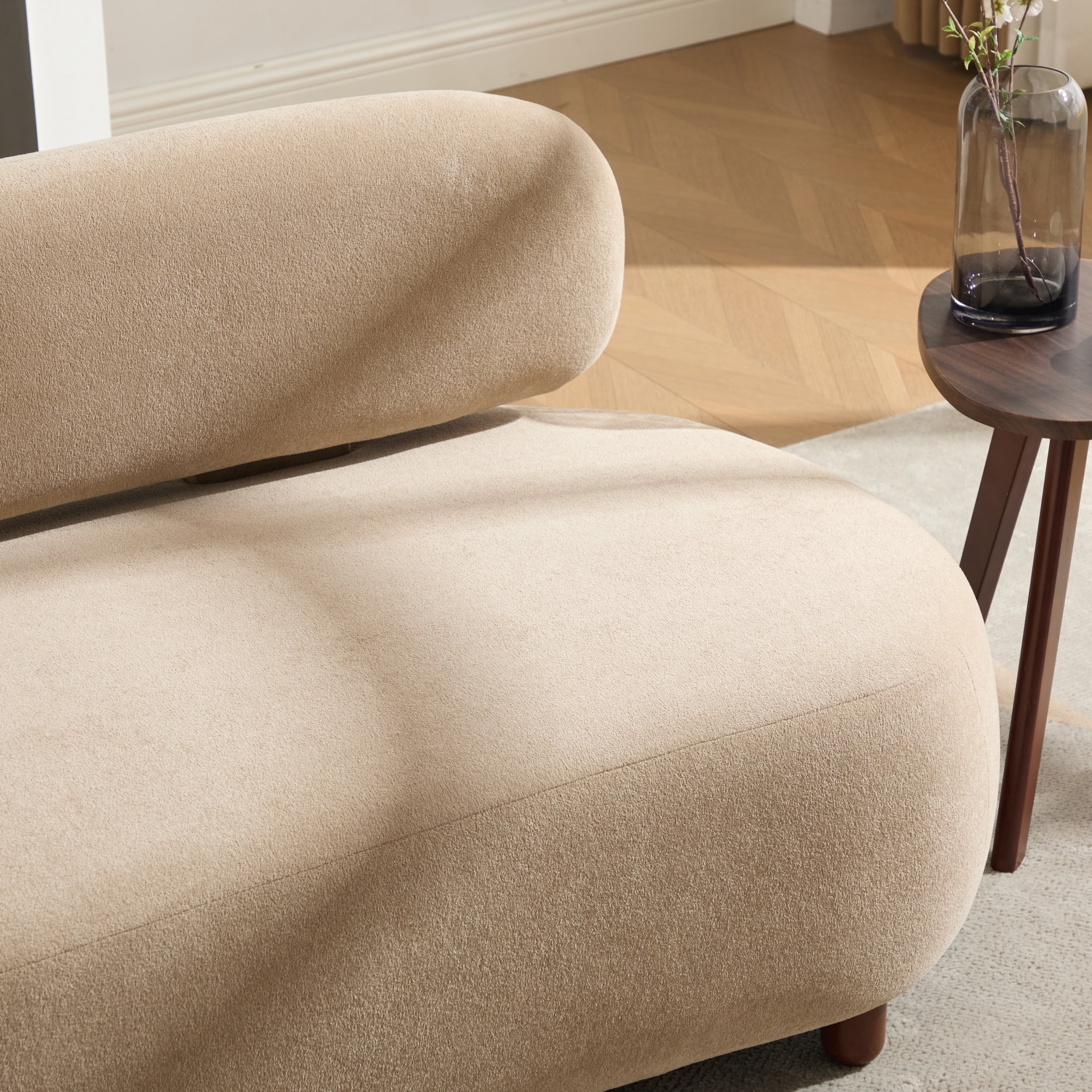 Christopher Knight Home 66" Modern Curved Velvet Sofa with Oval Back for Living Room, 3 Seats, Nomad