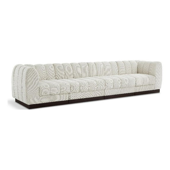 Meridian Furniture Quinn 4-Piece Contemporary Fabric Modular Sofa in Cream