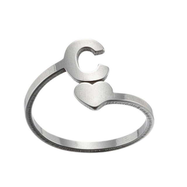 PVCS Fashion 26 Anglais Lettres Anneaux d'Ouverture en Acier Inoxydable Filles Aiment Bijoux Rétro