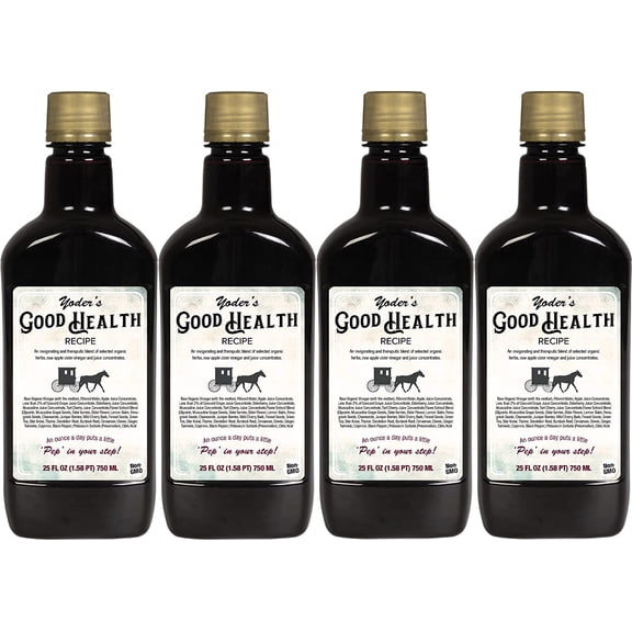 Yoder’s Good Health Recipe Apple Cider Vinegar Liquid Complex, 25 oz ✅. Herbal Tonic with Elderberry Juice, Organic Wildcrafted Herbs, Raw Detoxifying Antioxidants 4 Pack ✅