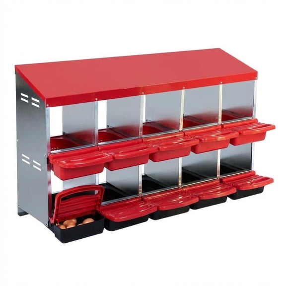 Chicken Nesting Boxes for Laying Eggs, 6/8/10 Compartment Metal Roll Away Eggs Laying Boxes with Chicken Perch, Wall Mount Chicken Brooder Box for Chicken Hens Poultry