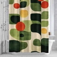 thumbnail image 3 of Abstract Color Block Shower Curtain for Bathroom Decor, Green Curves Leaf Modernism Waterproof Fabric Shower Curtain, 72"x96" Set with 12 Hooks, 3 of 9