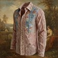 thumbnail image 5 of MYAOYI Mens Relaxed Fit Embroidered Shirt Long Sleeve Lapel Boho Casual Shirt, 5 of 5