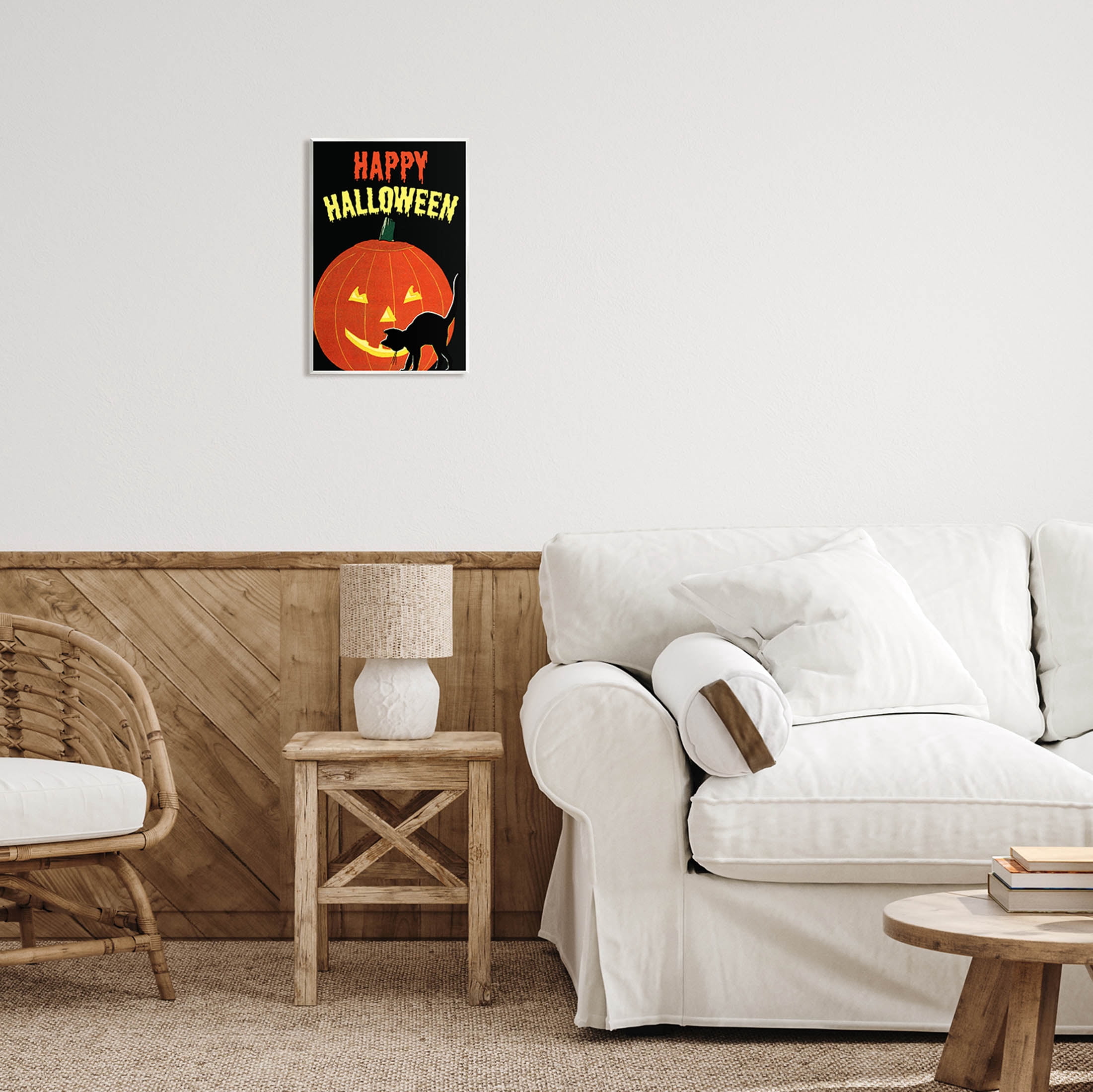 Stupell Industries Happy Halloween Haunted Jack-o-Lantern Graphic Art Unframed Art Print Wall Art, Design by The Saturday Evening Post