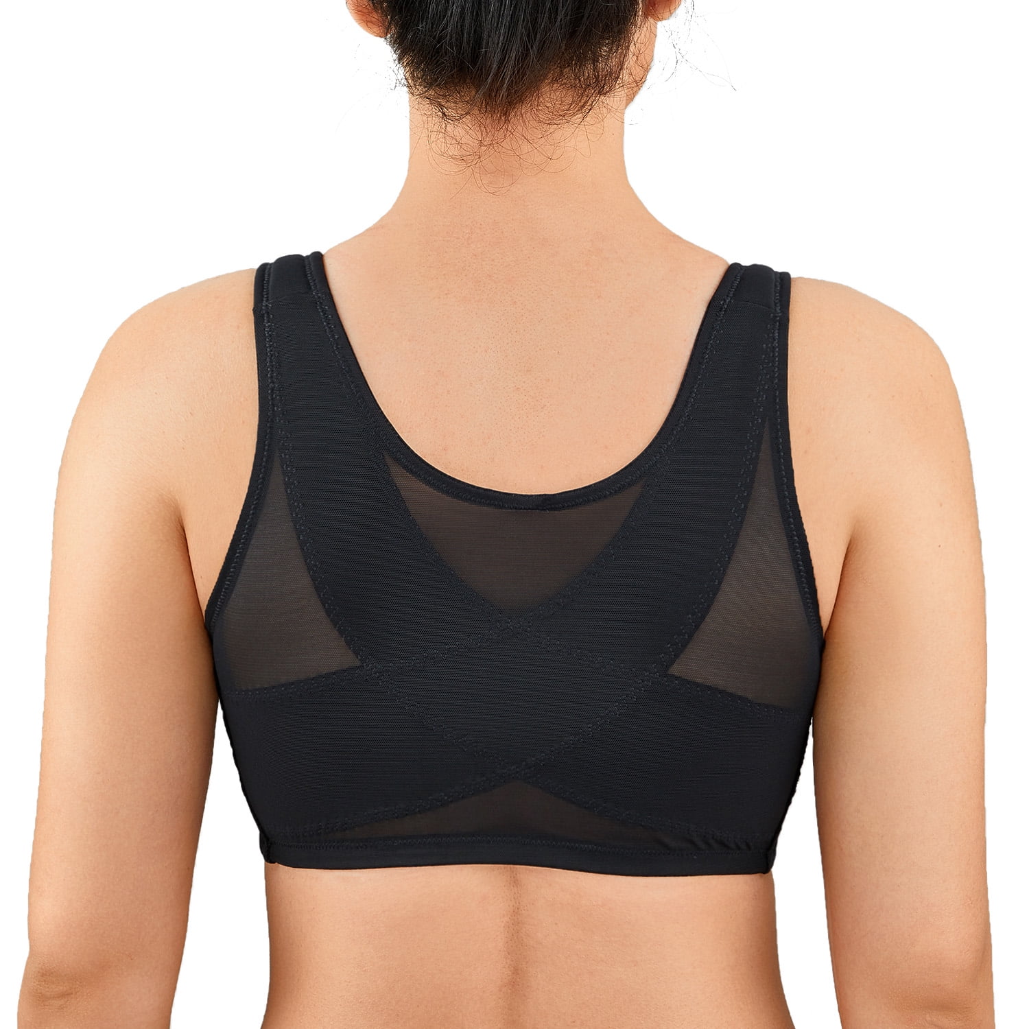 LAUDINE Women's Full Coverage Front Closure Wire Free Back Support Posture Bra
