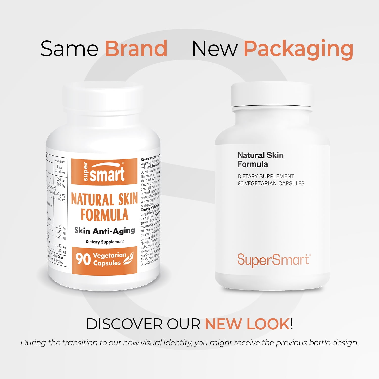 SuperSmart - Natural Skin Formula - with Collagen Type 2, Hyaluronic Acid, Biotin & Ceramides - Skin Supplement for Men & Women | Non-GMO - 90 Vegetarian Capsules