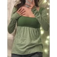 thumbnail image 2 of xiaxaixu Hauts pour Femmes Automne Décontracté Patchwork Manches Longues Col Carré T-shirt Rayé, 2 of 7